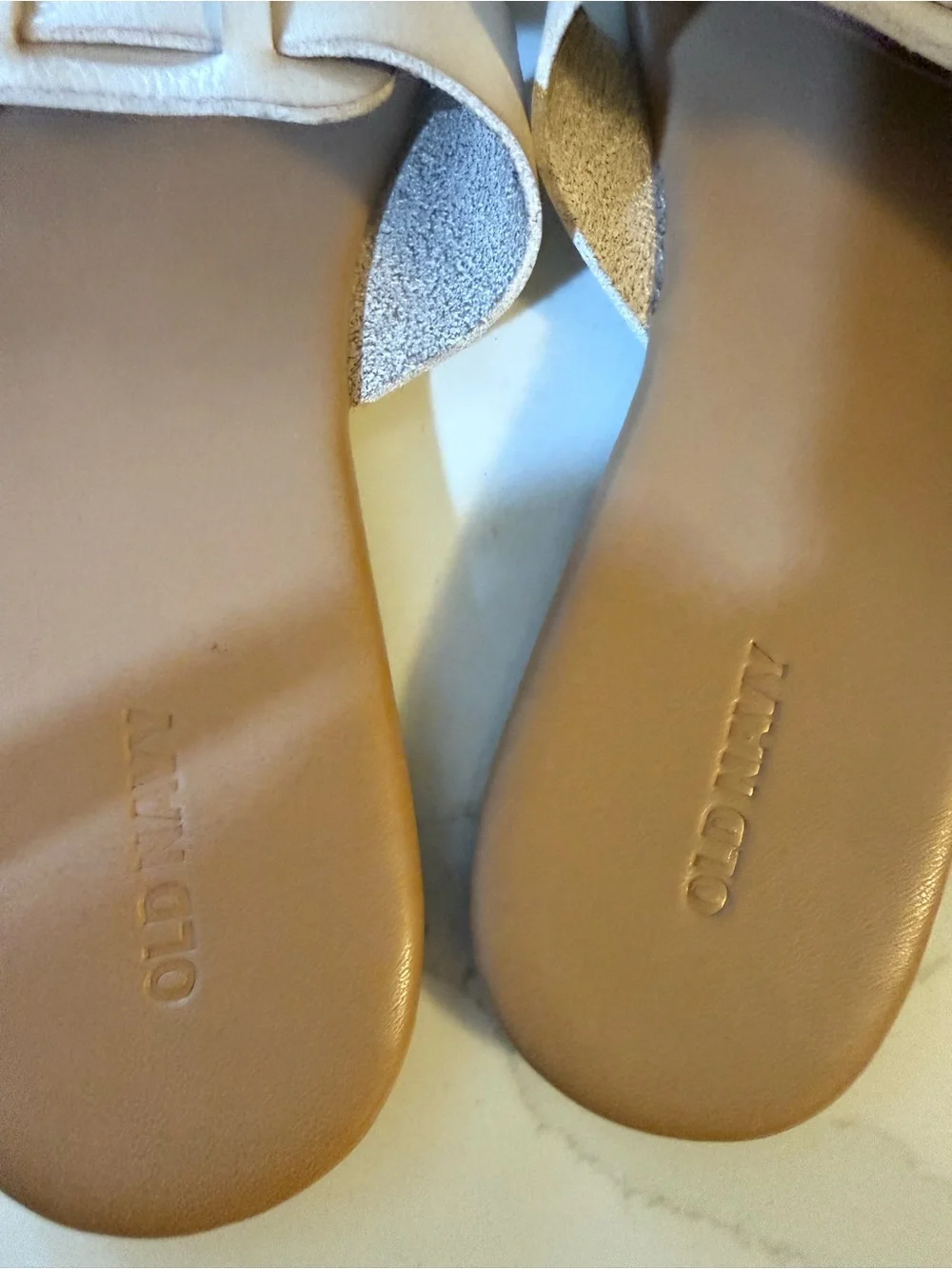 Old Navy Cream Woven Slide Sandals